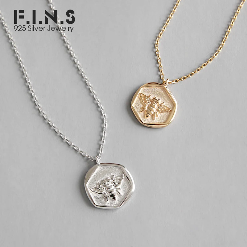 F.I.N.S S925 Стерлинговое серебро розовый Золотой шестигранник резное маленькое