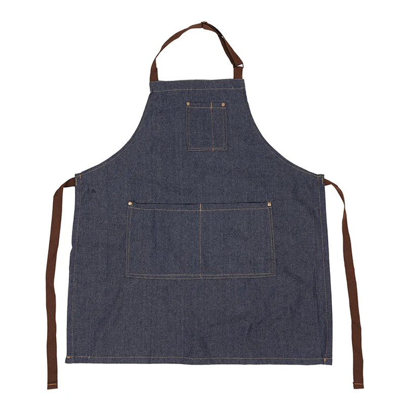 

Aprons Denim Simple Blue Uniform Unisex Adult Jeans Aprons For Woman Men's Male Lady's Kitchen Cooking Pinafores