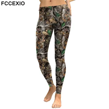 

FCCEXIO New Style Camo Trees Branches 3D Printed High Quality Slim Legging Women Casual Home Leggings Woman Fitness Pants