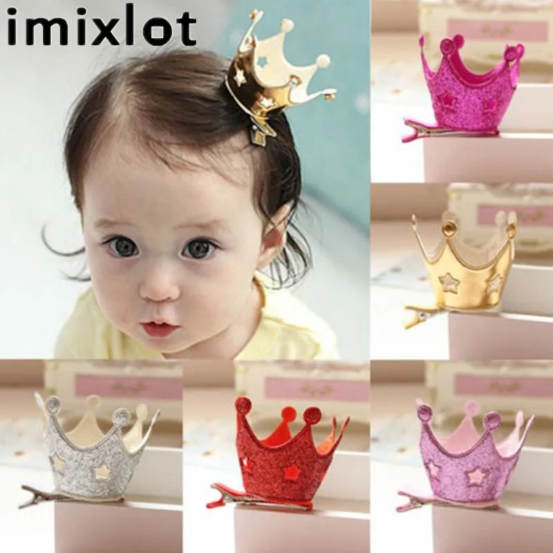 Imixlot Cute Baby Princess Crown Hairclips Hollow Stars Kids Girls