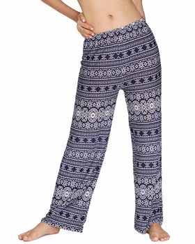

Women Summer Casual Loose Wide Leg Pants Trousers Floral Print Elastic Waist Long Pants Female Streetwear Pantalon Plus Size 2XL