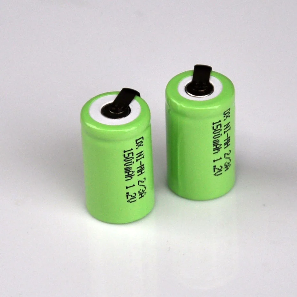 

2-5PCS 2/3A 1.2V rechargeable battery 1500mah 1/2A 2/3 A ni-mh nimh cell with welding pins for electric shaver razor toothbrush