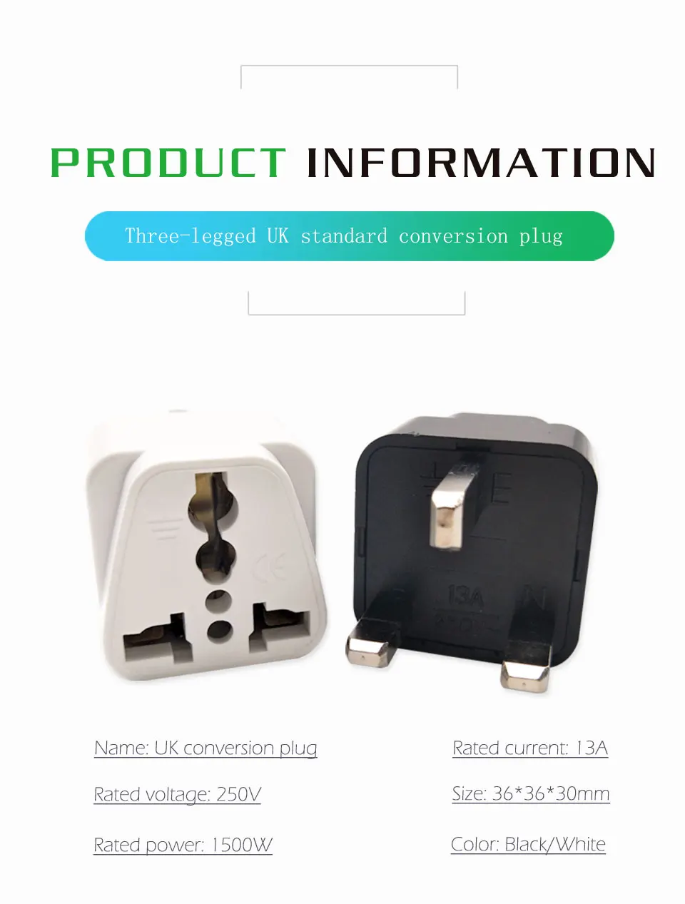 1 PC Universal EU US AU to UK Plugs Adapter EUR USA AUS to UK 3 Pin Socket Travel Adaptor Electrical Power Converter Plug (5)