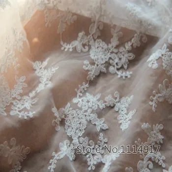 

Super Beautiful Bilateral Embroidery Flower Organza Lace Fabric Wedding Cloth Width 120cm 1Yard