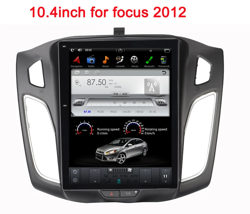 Discount Big Screen Tesla style android 7.12 Car DVD Player GPS Navigation For Ford Focus 2012-2017 Auto navi stereo headunit multimedia 1