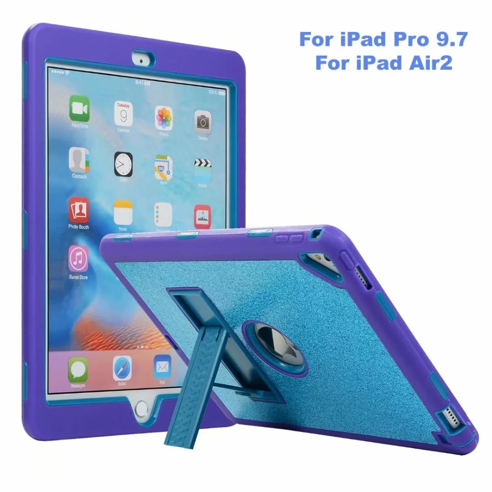 Чехол для Apple iPad6 Air 2 Мягкий Твердый защитный чехол-подставка передняя и задняя