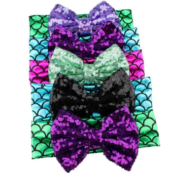 

Baby Toddler Girls Kid Bunny Sequin Bow Knot Turban Headband Hair Band Mermaid Headwrap