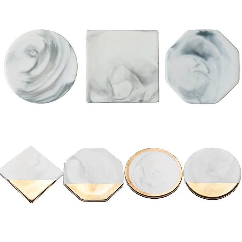 

1Pc Marble Pattern Ceramic Drink Coaster Coffee Cup Mat Tea Pad Dining Hard Table Placemats Table Decoration Accessories