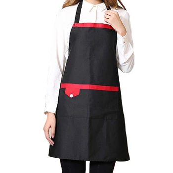 

Adjustable Bib Black Apron with Large Pocket, Women and Men Kitchen Apron for Cooking, Baking, Crafting, Bbq, Unisex - Black A