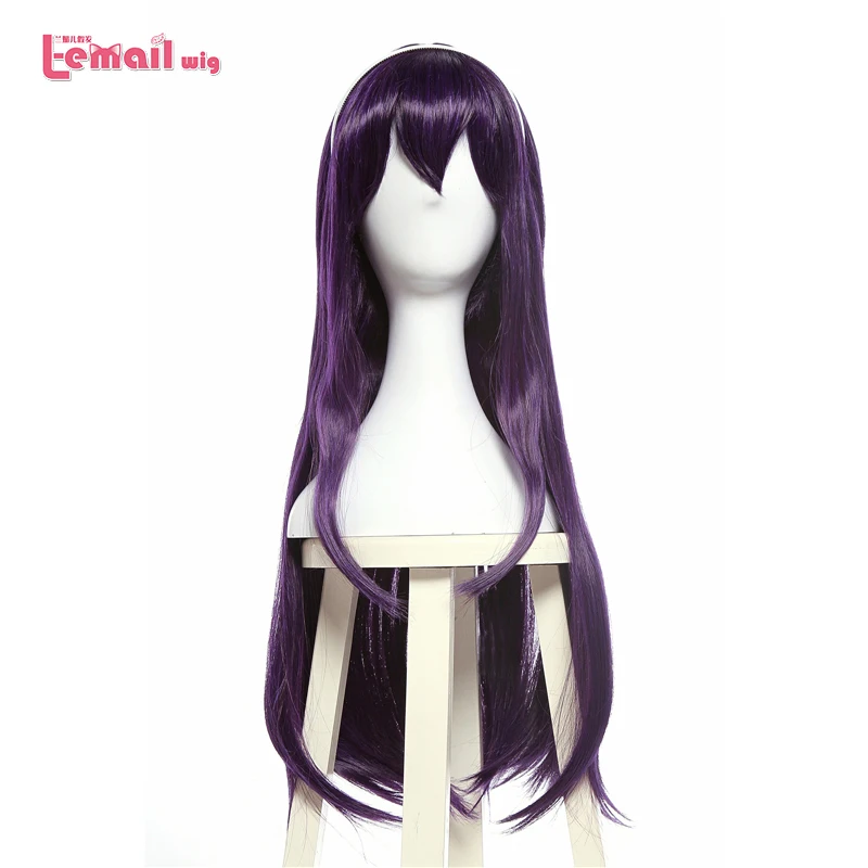 

L-email wig Hot Sale 28inches Cosplay Wigs Long Black Purple Women Heat Resistant Synthetic Hair Perucas Cosplay Wig