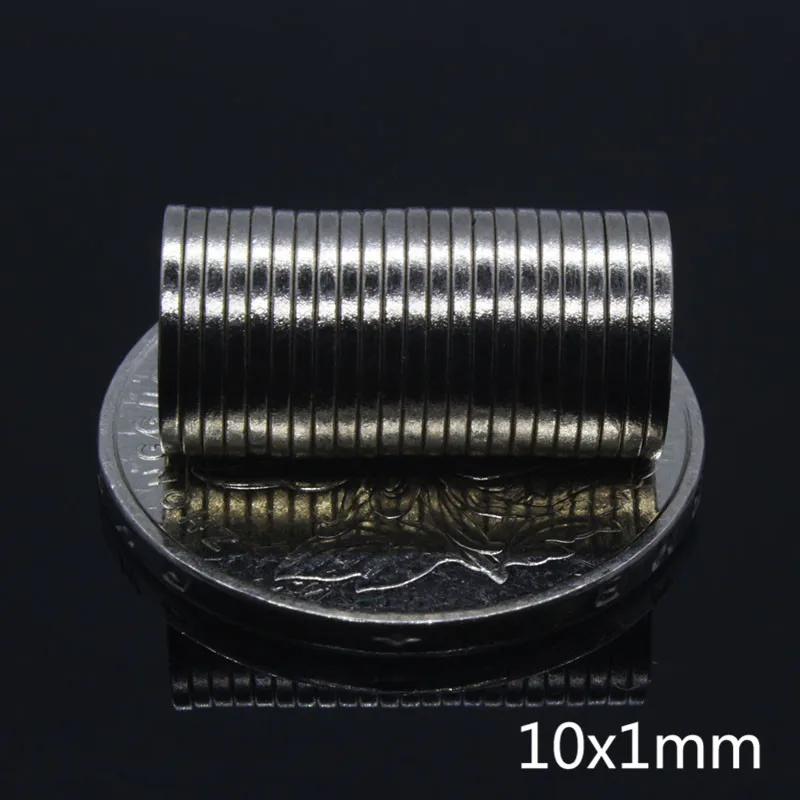 100 шт. 10x1 мм неодимовый магнит супер сильный, мощный неодим магнитный диск 10 мм x 1 мм N35 постоянного маленькие круглые магнитные магниты диск