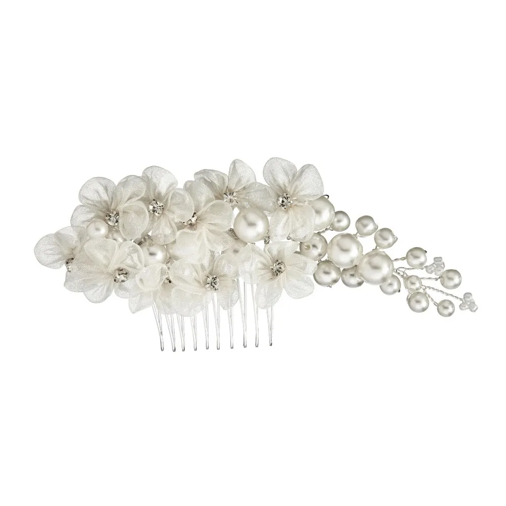 

LISM Popular Handmade Lace Similuted Flowers Cystal Hair Combs Inlaid Pearl Romantic Wedding Bridal Hair Taira Accessary