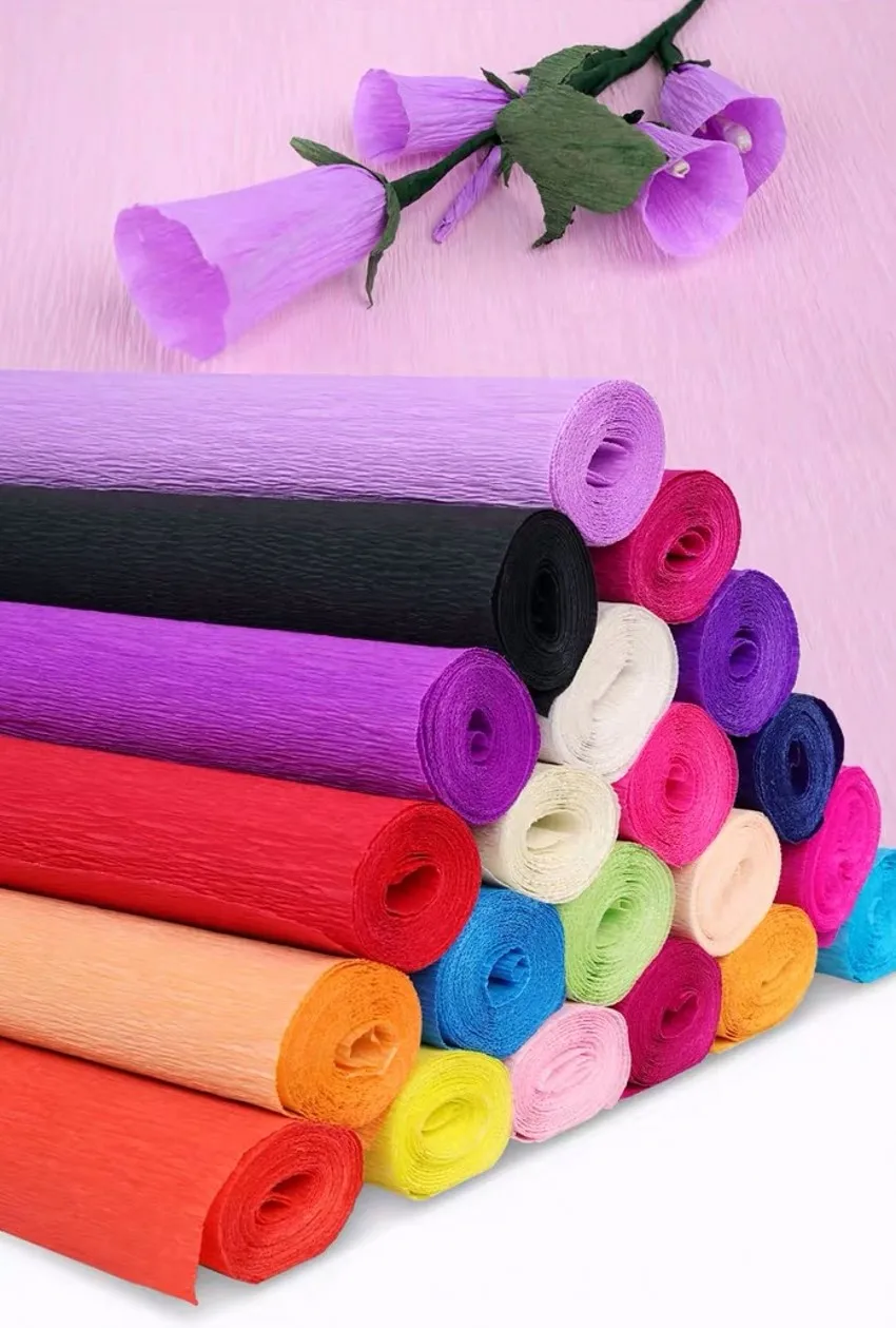 Распродажа сплошной цвет креп бумага Цветочная оберточная бумага цветные упаковочные материалы 50*235 см в один рулон