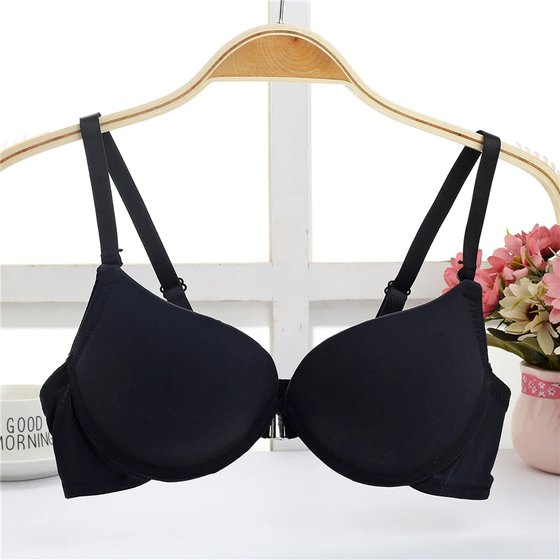 Yasemeen Front Closure Glossy Seamless Bras Up Thin Thick Push Up Brassiere Women
