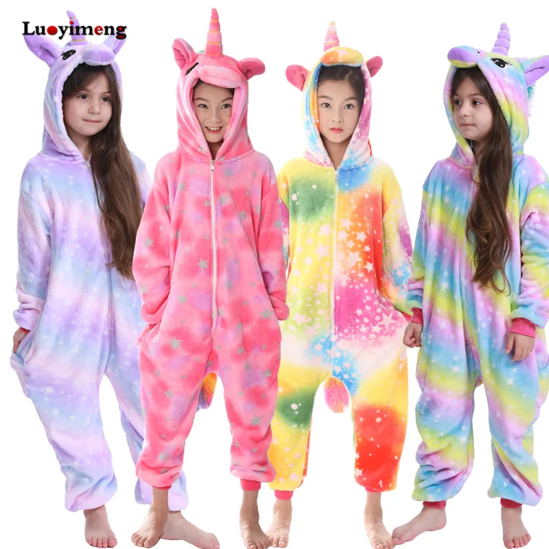 

Flannel Unicorn Pajamas For Children Kigurumi Pijamas Boys Girls Blanket Overalls Baby Sleepers Animal Panda Onesie Kids Costume
