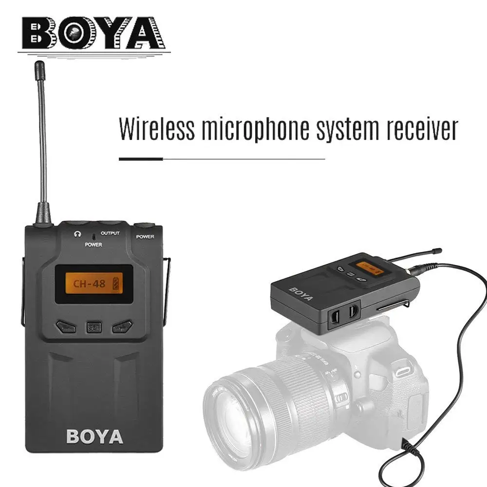 

BOYA BY-WM6R UHF Wireless Microphone System Mic Receiver 576MHz-599MHz 48 Channels For Canon Nikon DSLR Cameras Camcorders