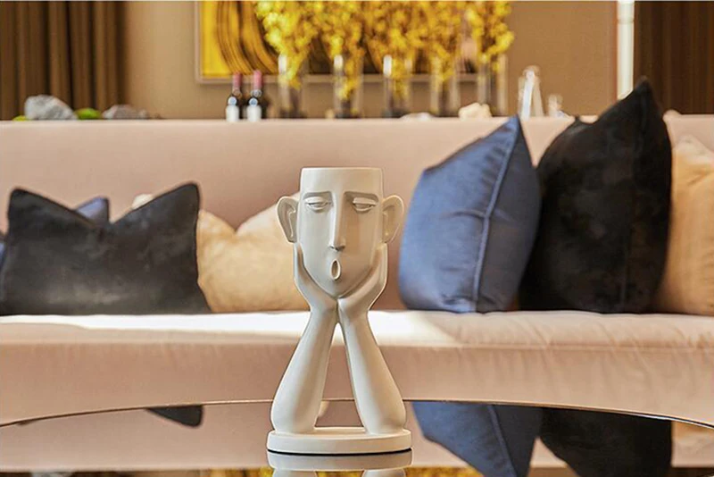 Нордическая Смола портретная ваза украшение ремесла орнамент современный минималистичный Статуэтка Гостиная ТВ шкаф статуя домашнего интерьера