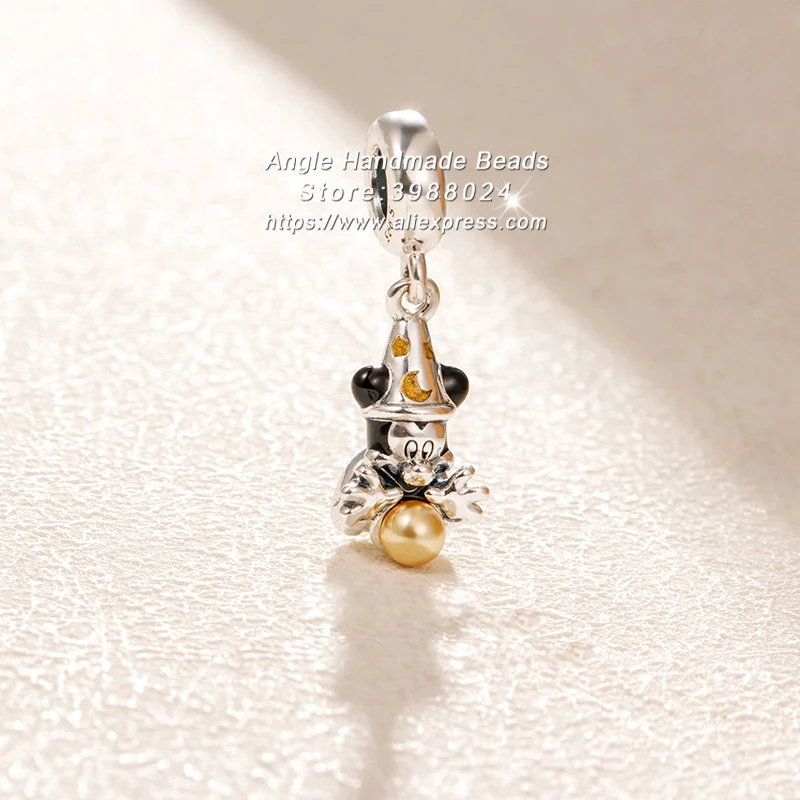 

Fashion Jewelry 2018 Winter S925 Silver Sorcerer Mickey With Enamel Dangle Charm Beads Fit European Pandora Bracelet Pendant