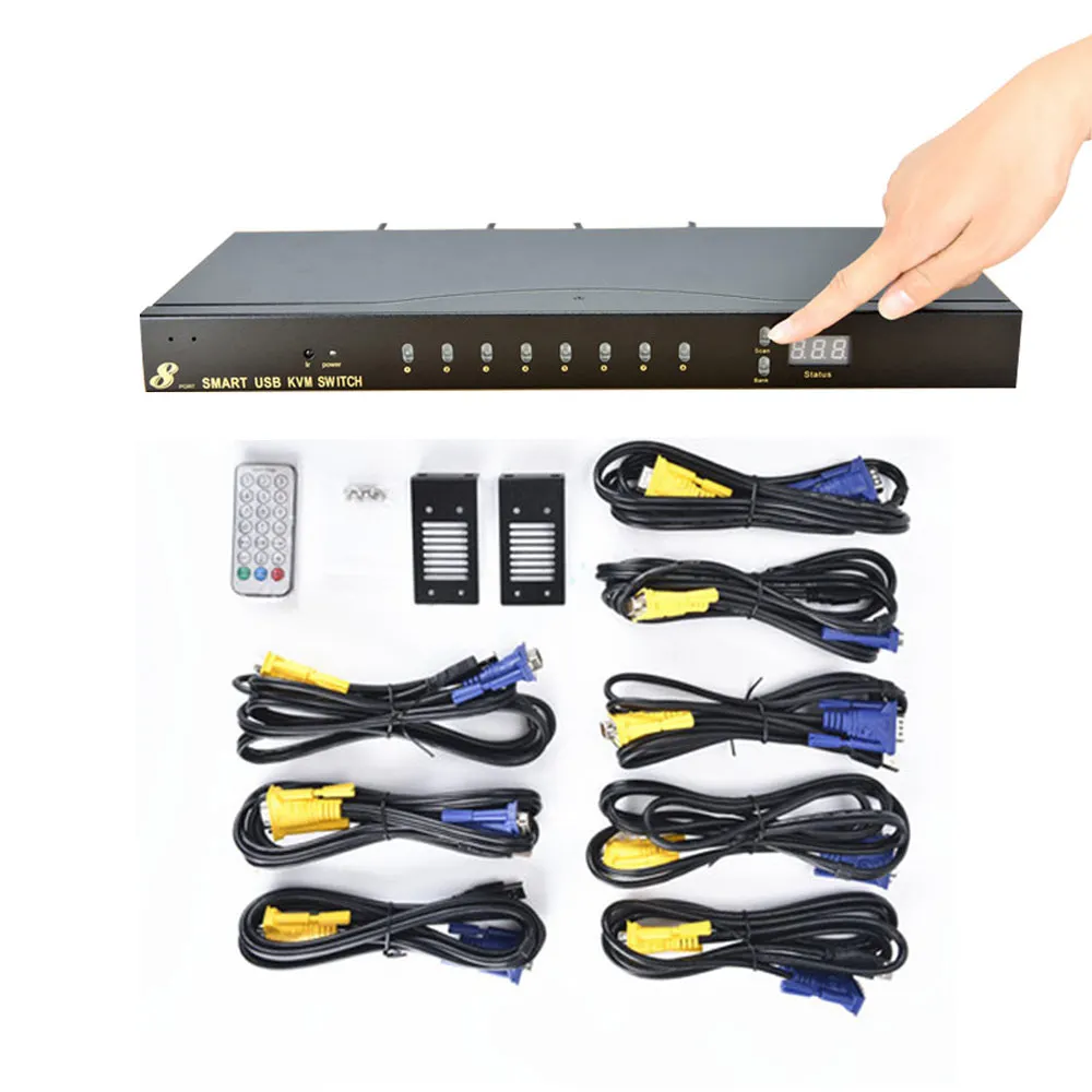 

Ingelon D-sub KVM Switch 8in1 VGA Switcher 1920*1440 Switch by Button/Keyboard/Mouse Auto Scan Dropship High Quality switch vga