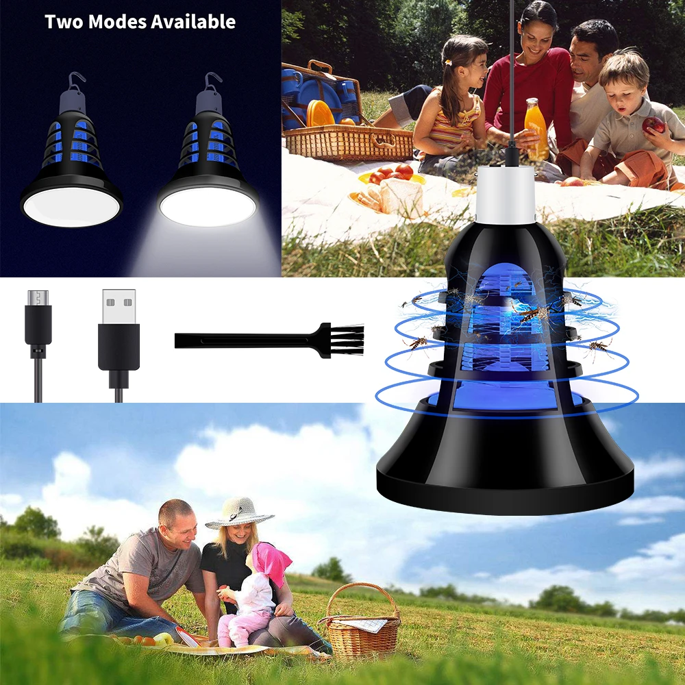 

Mosquito Killer Lamp 110V 220V Indoor 2 in 1 Anti Mosquito E27 LED Bulb 8W Electric Trap Light 5V Outdoor USB Insect Bug Zapper