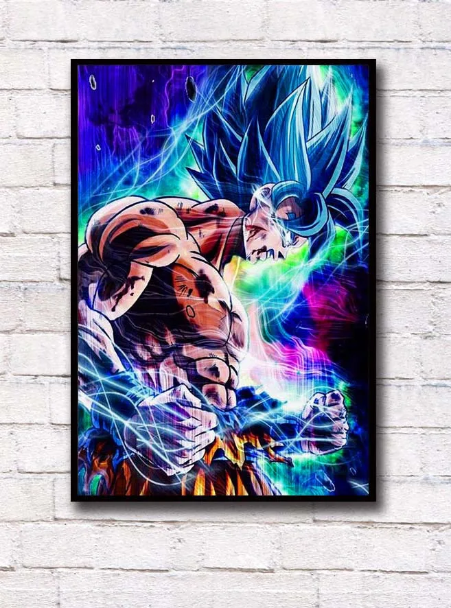 FX060 Dragon Ball Super Ultra Instinct Goku Япония Аниме Комикс горячий плакат искусство шелковые светлые холщовые современная домашняя, комнатная, настенная Печатный Декор - Цвет: Коричневый