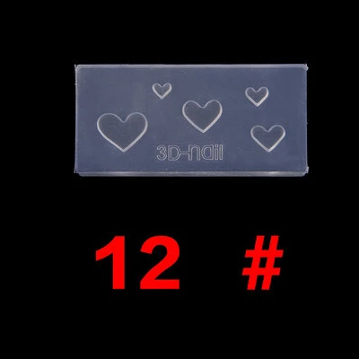 Прозрачное Сердце Любовь Дизайн ногтей 3D Силиконовый срез сердце акриловый изгиб кривая DIY Изготовление модели прессованная форма оборудование инструменты для ногтей - Цвет: 12