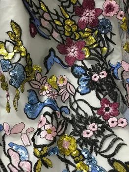 

sat-51525 5yard/lot New arrival embroidered tulle Fabric with flower Fashion Embroidered lace fabric