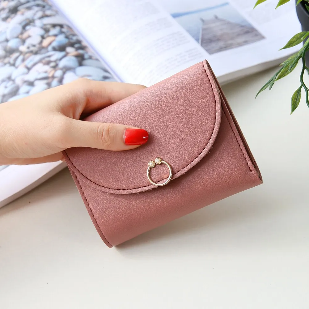 women's short women wallet button decoration mini wallet small folding PU leather female coin purse card package Ring 303 women's short women wallet button decoration mini wallet small folding PU leather female coin purse card package Ring 303
