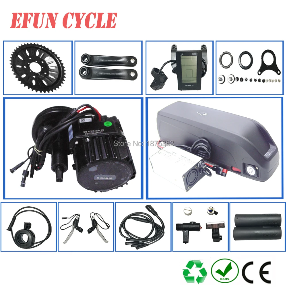 

BBS03/BBSHD 48V 1000W Bafang/8Fun mid drive electric motor kit with 48V 14Ah Li-ion down tube ebike battery free shipping
