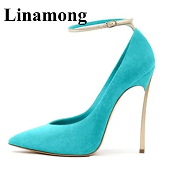 

Classic Fashion Sexy Pointed Toe And Thin High Heel Buckle Strap Spring And Flock Summer Womne Pumps