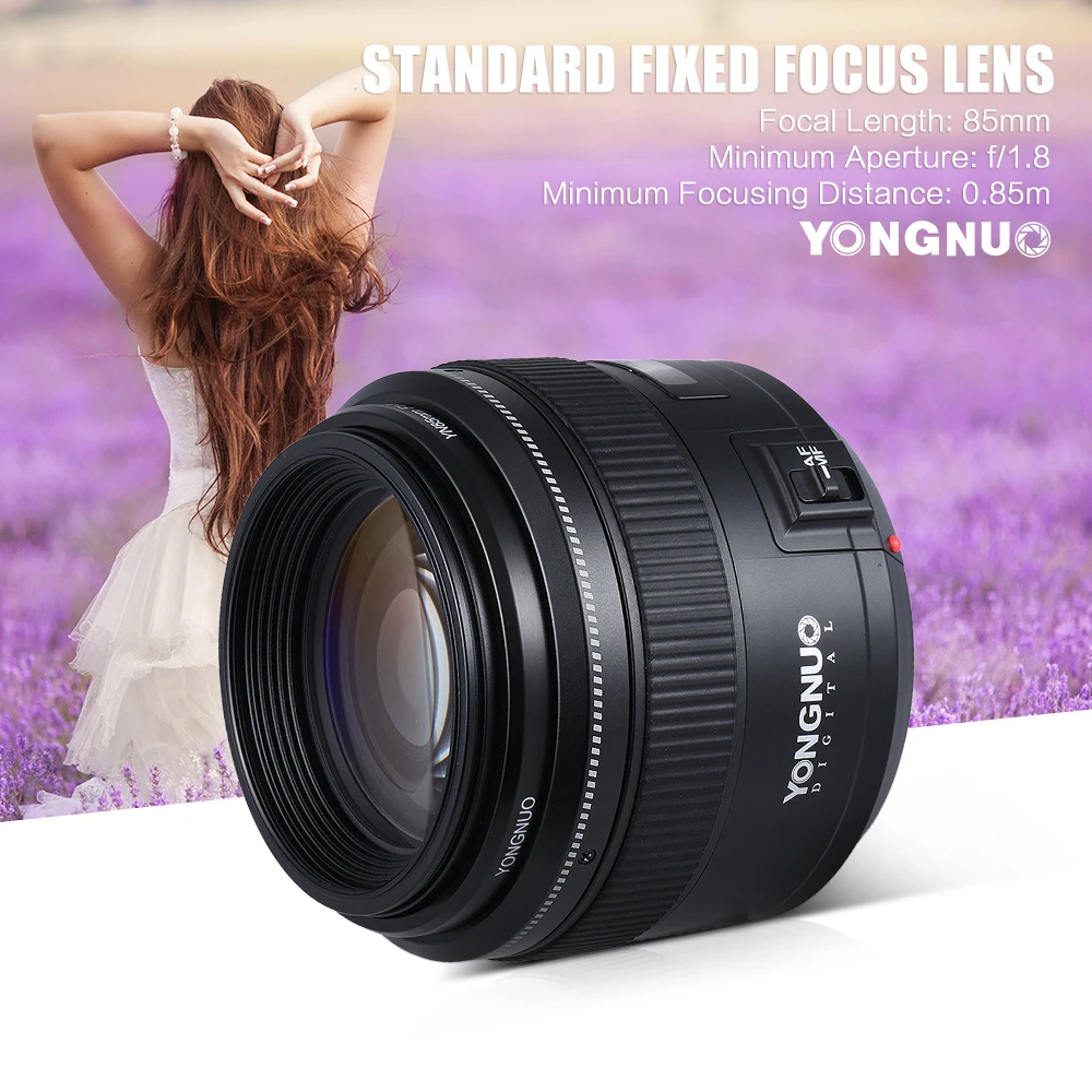 Объектив YONGNUO YN85mm F1.8 стандартный объектив Средний телеобъектив с фиксированным фокусом для камеры Canon EF 7D 5D Mark III 80D 760D 650D