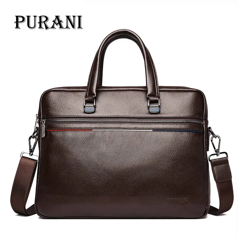 

PURANI Genuine Leather Men Bag Handbags Briefcases Shoulder Bags Laptop Tote Bag Men Crossbody Messenger Bags Handbags Designer