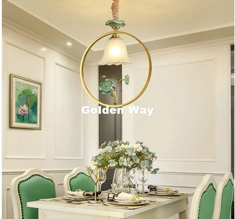 

Free Shipping Copper Nordic Pendant Lamp Modern Creative Brief Restaurant Lights Ceramic Personalized Decorative Pendant Lamp