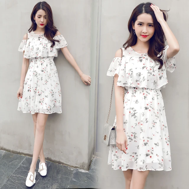 2018 summer girls floral chiffon dresses teenage 15 17 years old white ...