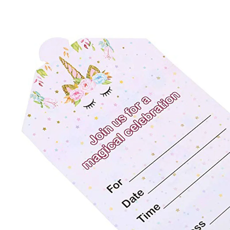 16pcs Unicorn Birthday Party Invitation Cards for Kids Birthday Baby Shower Unicorn Party Supplies  - 33060348316