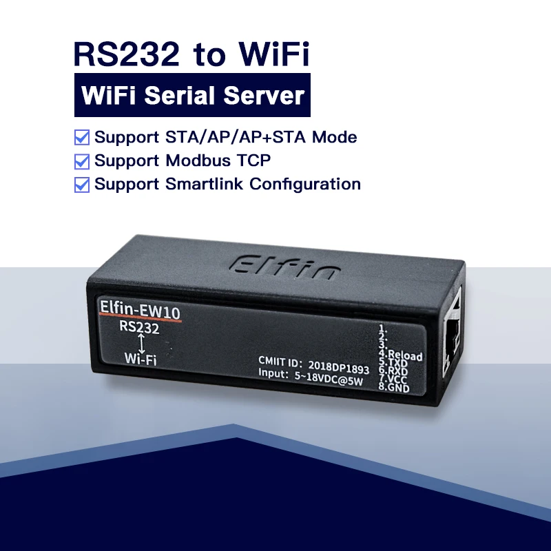 Wifi serial server to wifi Ethernet RS232 ModbusTCP serial