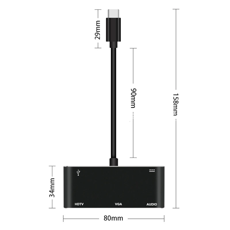 5 в 1 Usb C к Hdmi адаптер 4K Type Hdmi/Vga/аудио/Usb 3 0 порт + (Pd) конвертер для ноутбука