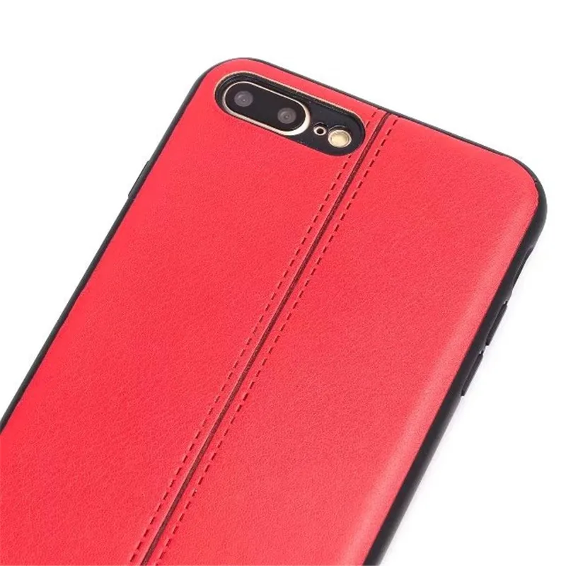 5 warna bisnis PU handphone kasus Untuk Apple iphone X 8 7 6 penuh fit polos garis tengah kasus Untuk iphone 6 s 7 ditambah 8 ditambah penutup