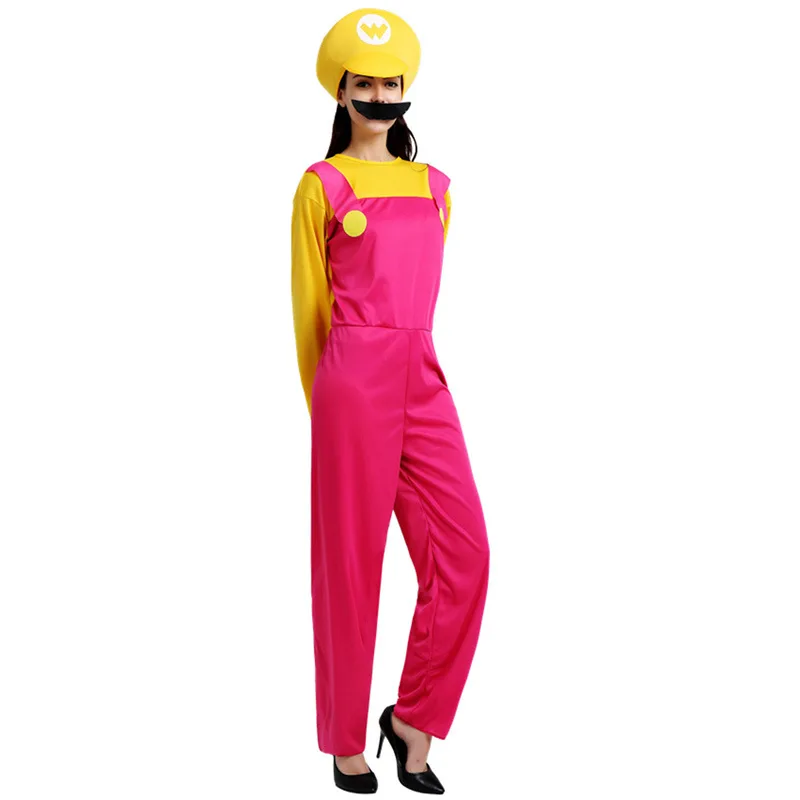 Хеллоуин костюм Косплэй Super Mario Розовый взрослых женщин Марио игры униформы костюмы