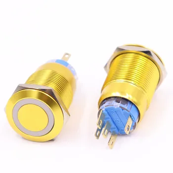 

19mm Metal brass Push Button Switch illumination ring Momentary 1NO Car press button pin terminal light led