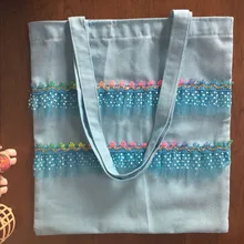 Yile Мода уникальный синий Хлопок Холщовой сумка плиссированной отделкой 715b