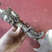 Старинный тибетский серебряный буддийский Phurpa Dorje Phurba топор капала Будда целебный жезл-талисман