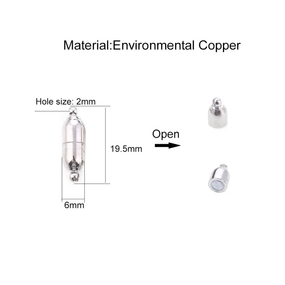10 шт./лот медный магнит застежка бусины Серебряная цветная Капсула Тип магнитный разъем для DIY аксессуары для ювелирных изделий