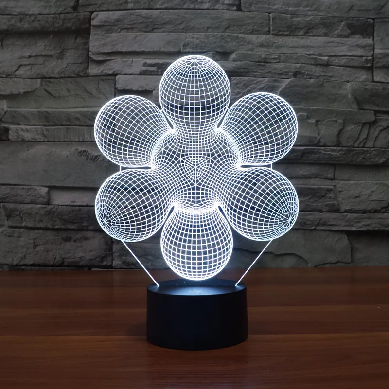

Abstract 3D Led Lamp 7 Colors Change USB Touch Button Creative Design Illusion Night Lamp for Home Office Room Theme Decoration