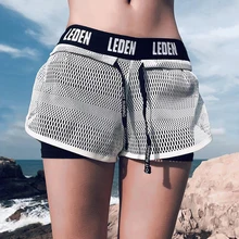 2 в 1 летние шорты для йоги сетчатые дышащие спортивные женские короткие бег Спорт Фитнес Бег темно милые короткие спортивные тренировки