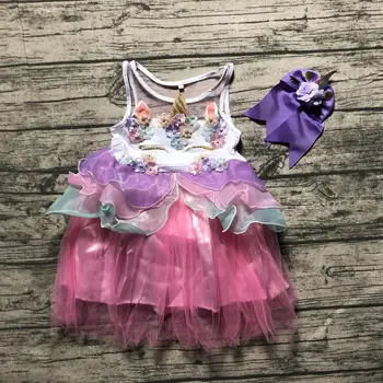 

baby girls summer pink unicorn dress clothing girls milk silk dress wholesale