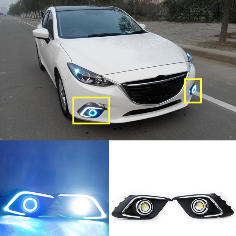 Пара белый+ голубой лед дневного света DRL для Mazda 3 Axela