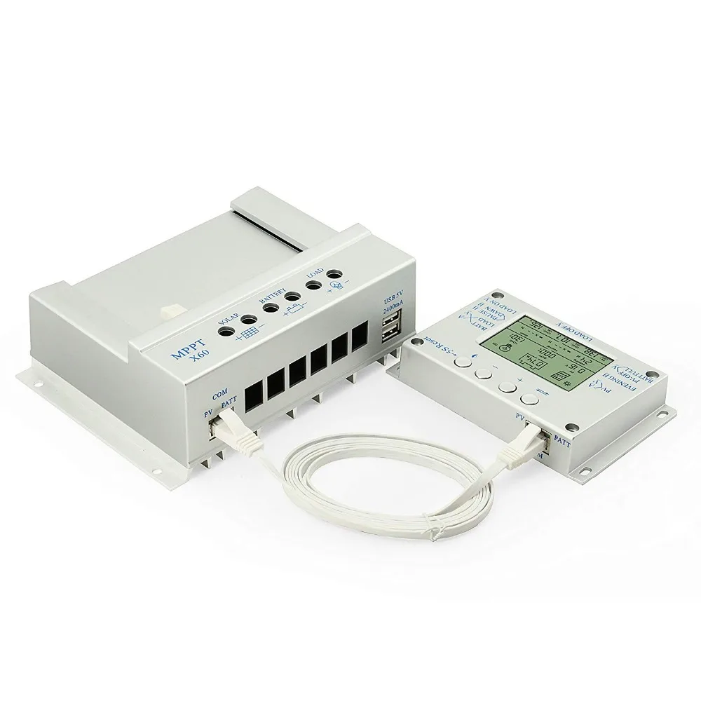PowMr MPPT 80A 60A Контроллер заряда солнечной батареи 12 В 24 2 м светодиодный кабель