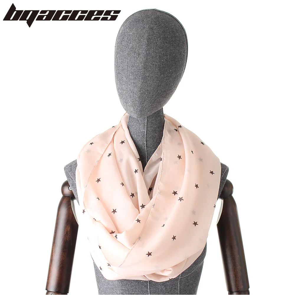 

[BQACCES] Five Pointed Star Print Cotton Snood Women Autumn Thin Voile Infinity Scarves Circle Scarf Ring Fashion Headwear Hijab