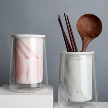 Прямая емкость для палочек для еды керамическая двойная корзинка для палочек для еды Мраморное стекло двойная сливная Водонепроницаемая труба Бытовая Кухня для хранения